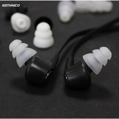 KEITHNICO 6Pairs Three Layer Silicone Earbuds Eartips Earplug Ear Pad for In-Ear Earphone Headphone Clear Color 3 Sizes (S M L)