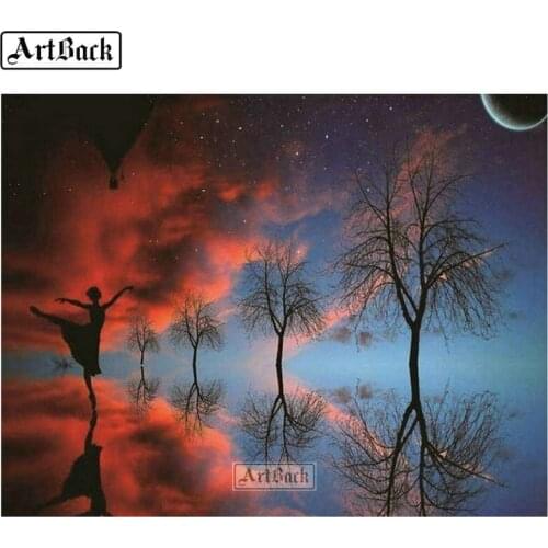 5d diy diamond painting girl moon autumn landscape full square & round diamond art scene 3d diamond mosaic diamond embroidery