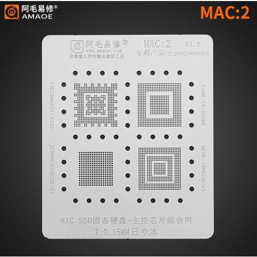 Amaoe MAC2 BGA Stencil For Macbook S4LN058A01-8030 88SS9183-BNP2 S3C29MAX01-Y330 JC58NC5HJ8GSB-01 SSD Master Chip IC Steel Mesh