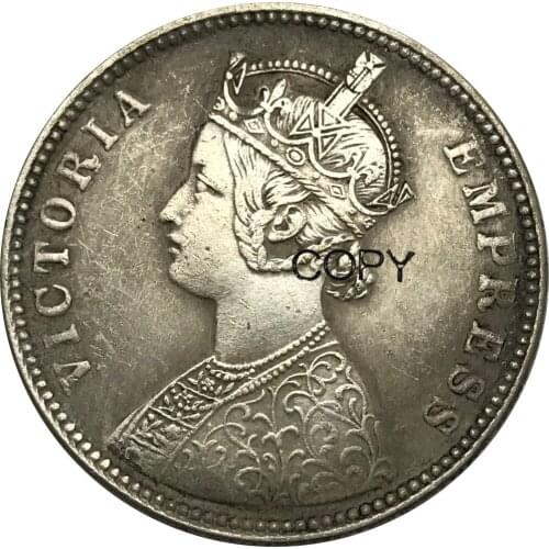British India 1893 Empress Victoria One Rupee Brass Plated Silver Copy Coins
