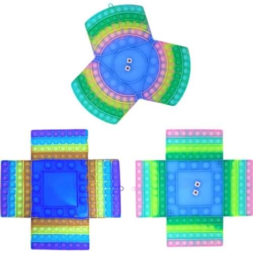 Big Game Fidget Toy Rainbow Chess Board Push Bubble Silicone Fidget Sensory Toys for Parent-Child Time Interactive Game Toy