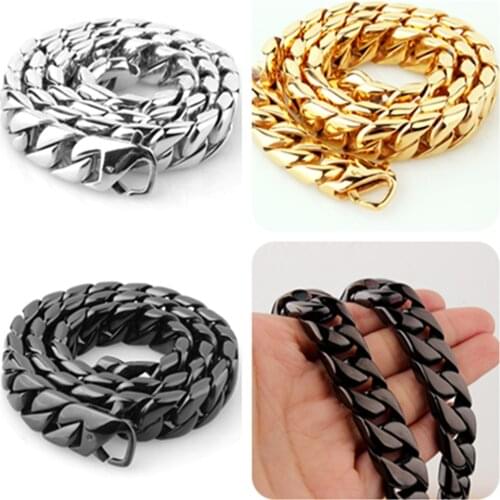 Heavy Cool Mens 316L Stainless Steel Curb Cuban Link Chains Necklace Solid Meter Jewelry Gift