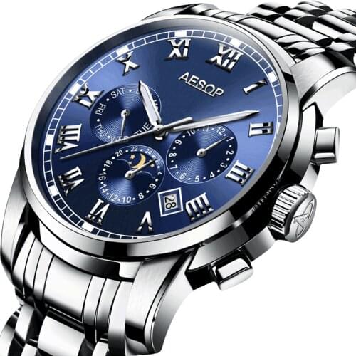 Aesop Mens Mechanical Watches Fashion Luxury Wrist Watch Automatic Watch Men Waterproof Multifunction Chronograph Reloj Hombre