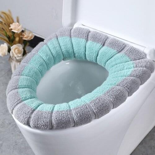 Warm Soft Washable Toilet Cover Pad Toilet Seat Cushion Set For Home Decor Closestool Mat Seat Case Toilet Lid Cover Accessories
