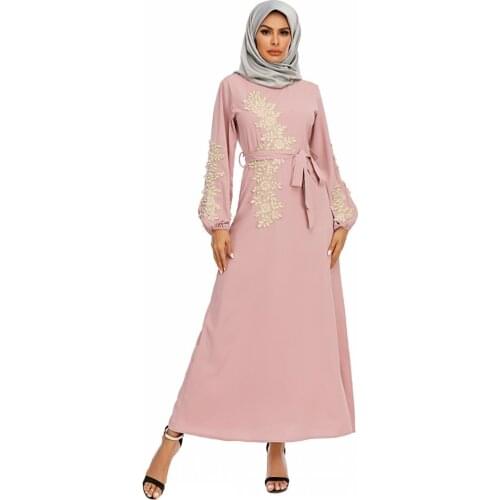 For Spring 2021 Dubai Abaya, A Turkish Muslim Lady With Long Skirt, Middle Eastern Nationality Embroidered Long Sleeve Dress