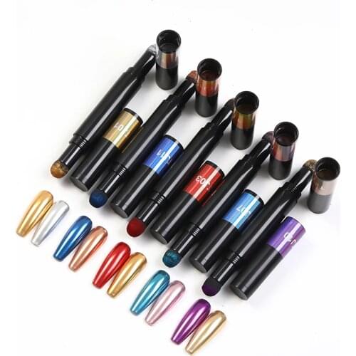 MiFanXi Double-end Two Color Nail Powder Cushion Pen Nail Art Glitter Muticolor Chrome Powder Decorations