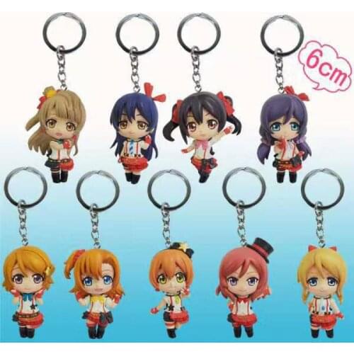 9pc/set Love Live School Idol Action Figure Toys Keychain Collection Christmas Gift With Box Pvc Model Collection Japanese Anime