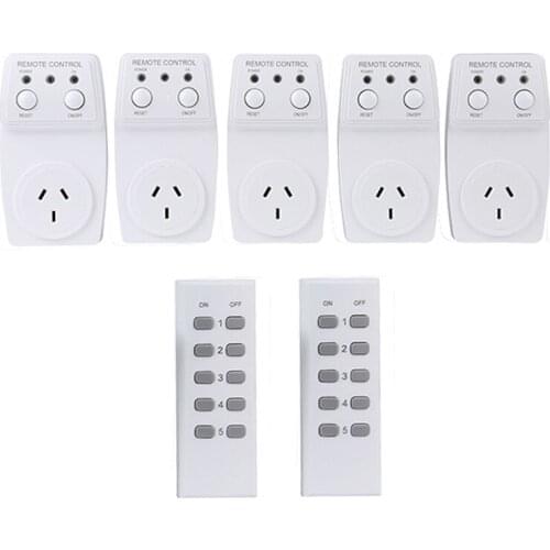 ESPLENTY Smart Switch Wireless Remote Control Outlet Australia Plug (5 Socket+2 Remote)