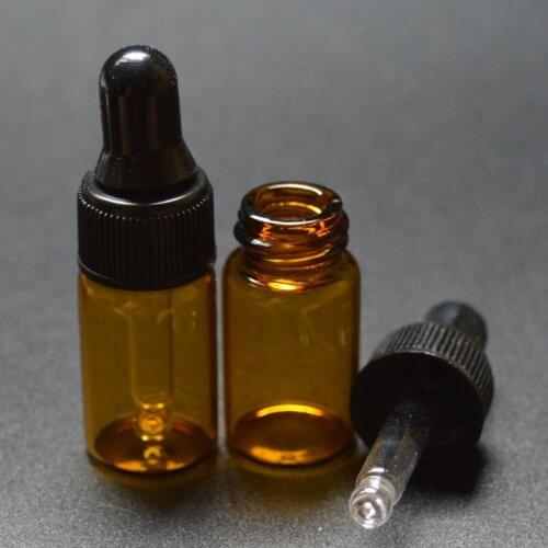 5pcs/lot Small 3ml Amber Perfume Bottles Small Dropper Vial For Essential Oil Glass Dropper Bottle