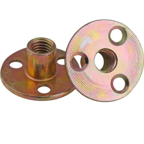 10pcs Carbon Steel Flange Coupling with M6 M8 M10 M12 Thread Zinc Plating Three Hole Lock Nuts Furniture Connector Fastener