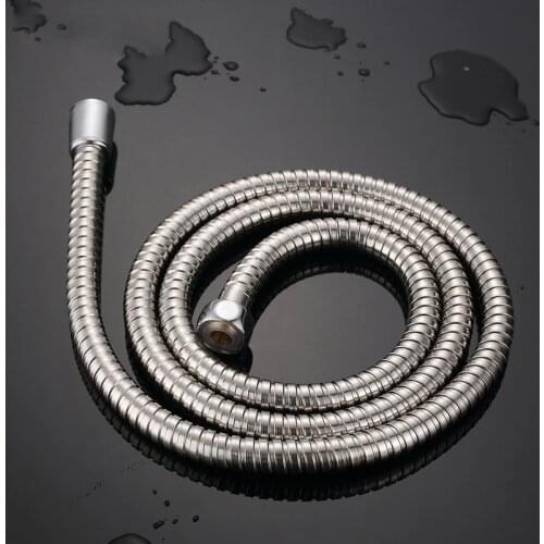 Stainless Steel Flexible Shower Hose 1m/1.2m/1.5/2m Long Bathroom Shower Water Hose Extension Plumbing Pipe Pulling Spring Tube