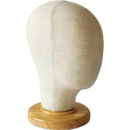 Hair Wigs Extension Making Hats Caps Display Canvas Training Mannequin Dummy Head Model with Wooden Stand