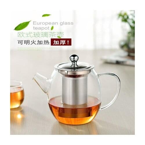 Hot sale Heat-resistant transparent glass teapot stainless steel filter Afternoon tea glass kung fu tea set Free shipping