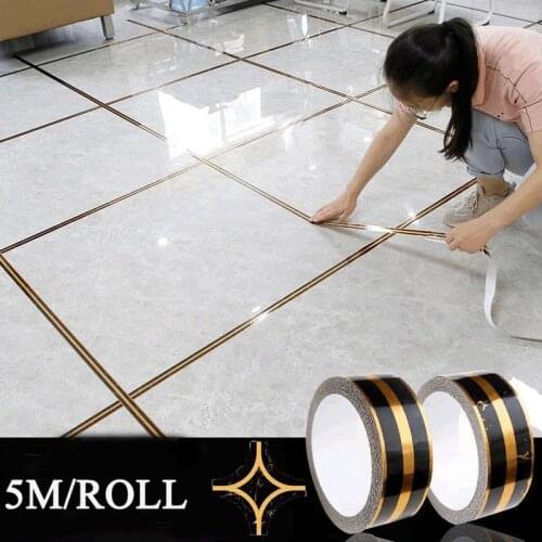 Ceramic Tile Mildewproof Gap Stickers Decor Gold Black Self Adhesive Wall Tile Floor Tape Sticker Home Decorations 2.5cmX500cm