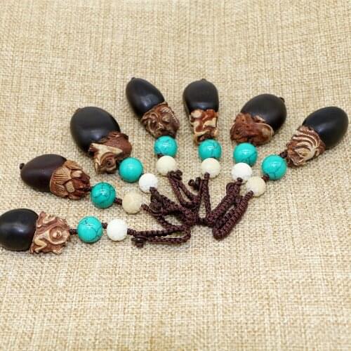 Natural Maine bodhi beads handmade carved for Keychain decoration car keychain