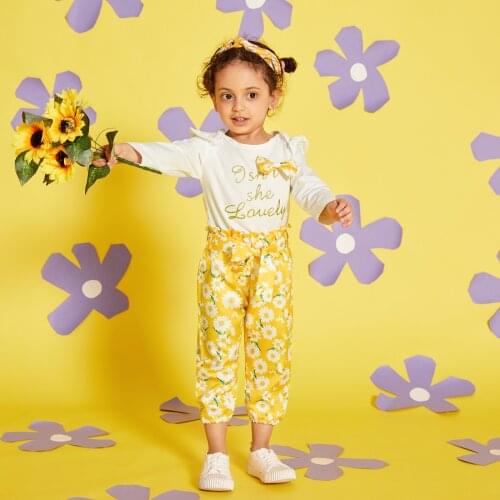 PatPat 2020 New Spring and Autumn Baby Girl Casual Floral Sets for Bbay Girl Clothing Sets