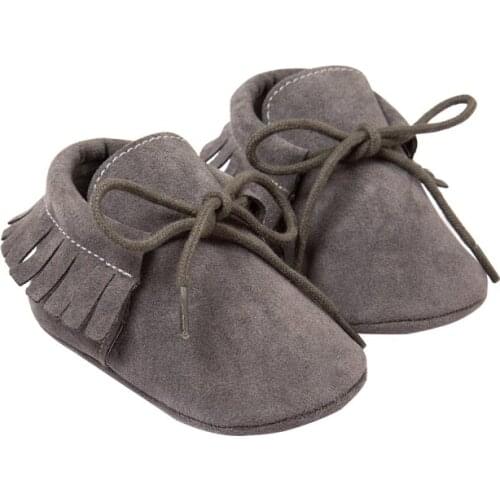 Newborn Infants Baby PU Leather Tassel Shoes Soft Soled Crib Shoes Prewalker Moccasin 0-18M