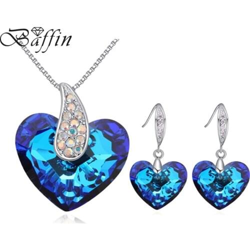 BAFFIN Original Crystals From SWAROVSKI Luxury Heart Jewelry Sets Pendant Necklaces Drop Earrings For Women