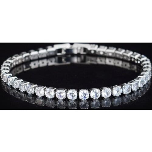 Clear Crystal Tennis Bracelet for Women Men Bracelet Cubic Zirconia Charm Jewelry Party Wedding Hip Pop Accessories