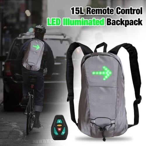 15L LED Turn Signal Light Backpack Wireless Retmote Control Safey Turn Signal Light Backpack Night Warning Light Riding bag