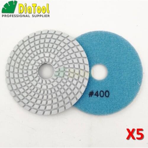 SHDIATOOL 10pcs 100mm/4" Grit400# Diamond Flexible Wet Polishing Pad Stone White Bond Spiral Sanding Disc Granite Polishing Disc