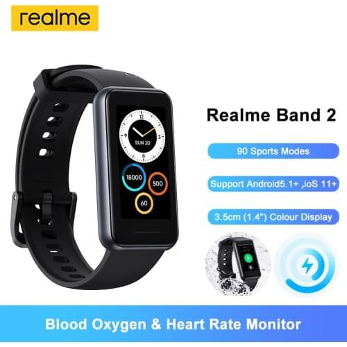 Realme Band 2 Smart Band 1.4" Heart Rate Monitor resting heart rate exercise heart rate 90 Sports Modes Waterproof