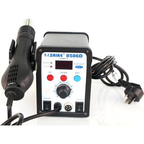 Hot Air Gun Desoldering Station 2-in-1 Saike 8586D LED Digital Display Welding Station Hot Gun Smd Heat Gun