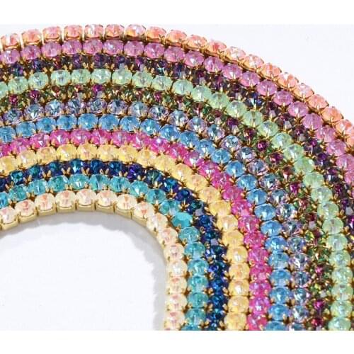 1M All Color Bottom K9 Glass Crystal Rhinestone Cup Chain Sew-on Glue-on Glitter Rhinestones for Clothes DIY Garment Accessories