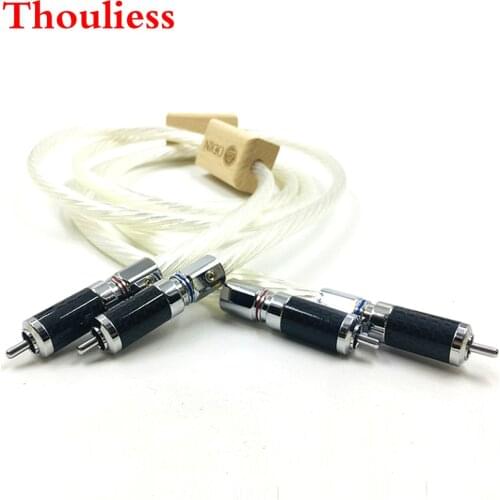 Thouliess Pair HIFI Rhodium Plated Carbon Fiber RCA Odin 2 Interconnects Cable 2RCA to 2RCA Hi-End Audio Audiophile Cable