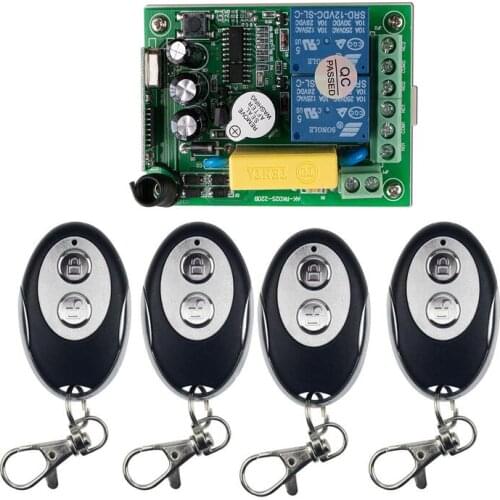 Universal AC 220 V 8 A 2 CH RF Wireless Remote Control 1 Receiver + 4 Transmitter remote control