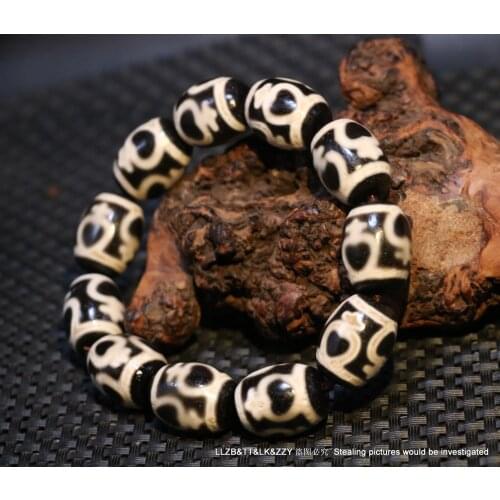 Magic Tibetan Old Agate Black&White Treasure Bottle dZi Bead Amulet Bracelet A&T Timestown UPD22
