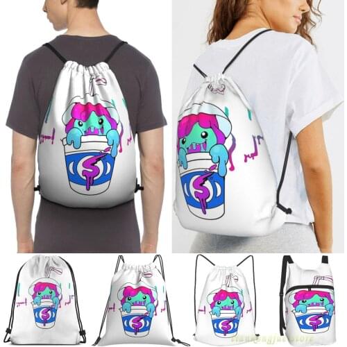 Slushii Logo Women Purpose Drawstring Backpack Bags Men Outdoor Travel Backpacks For Gym Training Swimming Fitness Bag