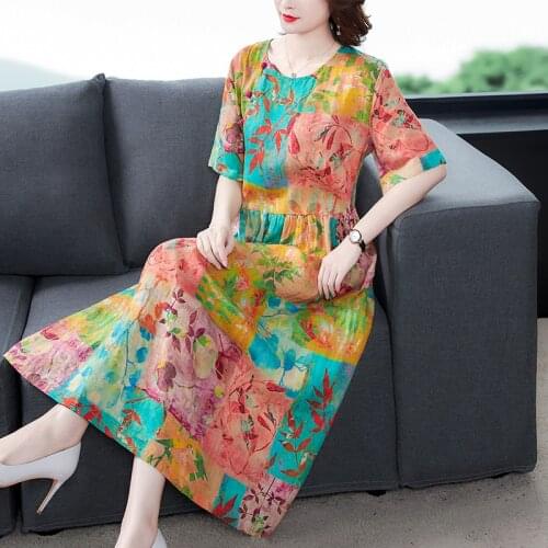Summer Korea Floral Cotton Linen Beach Midi Sundress 2021 Vintage 4XL Plus Size Women Maxi Dresses Elegant Bodycon Party Vestido