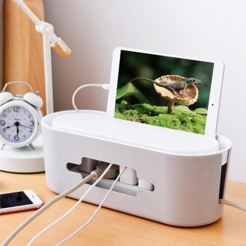 1PC Household Desktop Hollow Cable Storage Box Case Extension Phone Holder Socket Organizer Container Storage Tool