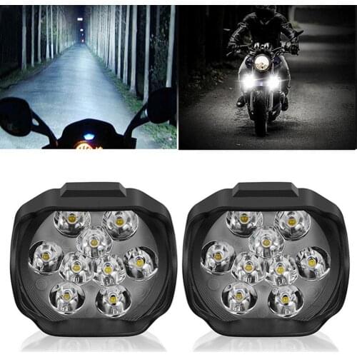 2Pcs Motorcycles Headlight Working Spot Light Motorbike White Super Bright 9 LED Fog Lamp 1200LM LED Scooters Spotlight