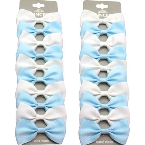 20PCS/Lot Cute Sky Blue White With Clip Grosgrain Ribbon Bow Hairpins 2020 Scrunchie Korean CLIP Hair Accessories For Baby Girl
