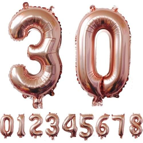 32/40 inch Rose Gold Number Foil Balloons Helium Balloon Figures Wedding Decorations Baby Shower Birthday Party Air Ballon