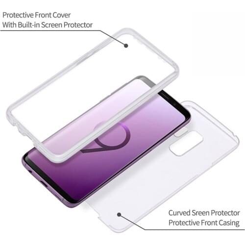 360 Degree Full Body Two Crystal Front+Back TPU Case For Samsung Galaxy Note 9 8 Case S7 Edge S8 S9 Plus Case Cover