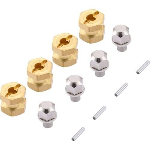 4PCS Heavier Brass 12MM Wheel Hex 12/15/17/20/25MM Extended Adapter for 1/10 RC Crawler Car Axial SCX10 90046 D90
