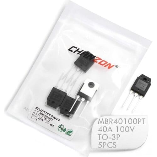 5 Pcs) MBR40100PT Schottky Barrier Rectifier Diodes 40A 100V TO-3P (TO-247AD) 40 Amp 100 Volt MBR40100 PT