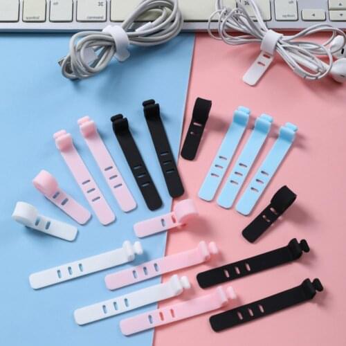 5Pcs Cable Winder Soft Universal Silicone Desktop Earphone Data Cord Binder Clip for Home