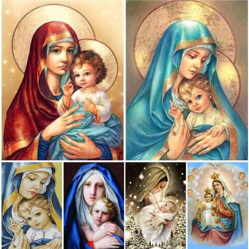 5D Diy Diamond Painting Virgin Mary Icon Embroidery Religion Full Square/round Mosaic Christian Cross Stitch Home Decor Art Gift