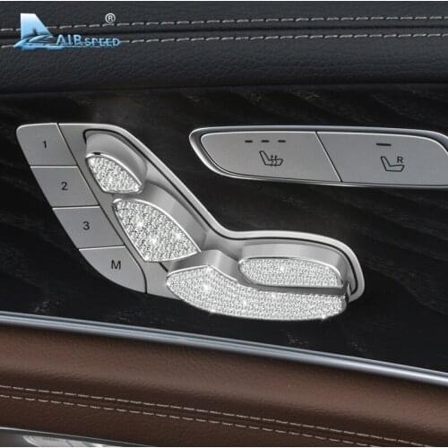 Airspeed for Mercedes Benz E Class W213 E200L E300L Car Seat Adjust Button Cover Diamond Decoration Car Accessories Car Styling