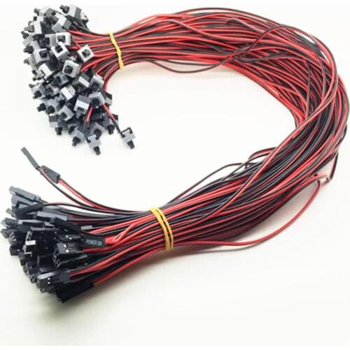 ATX10pcs/lot 55cm Computer Power SW Button Switch Cable for PC Switches Reset Momentary Automatically Reset Push Button