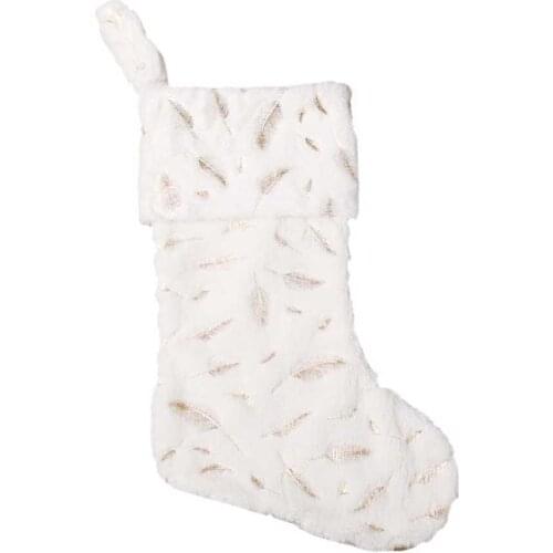 White Plush Hanging Christmas Stocking Gift Bag Home Party Decoration Ornament Xmas Stockings