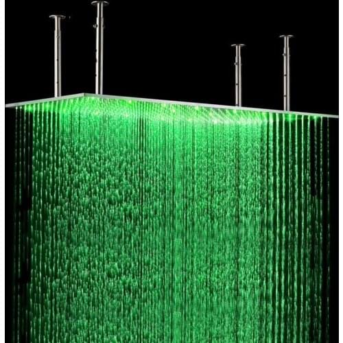 Free shipping Modern 20"x40" (50x100CM ) LED Stainless Steel Rectangle Shower Head Brushed Nickel Finish