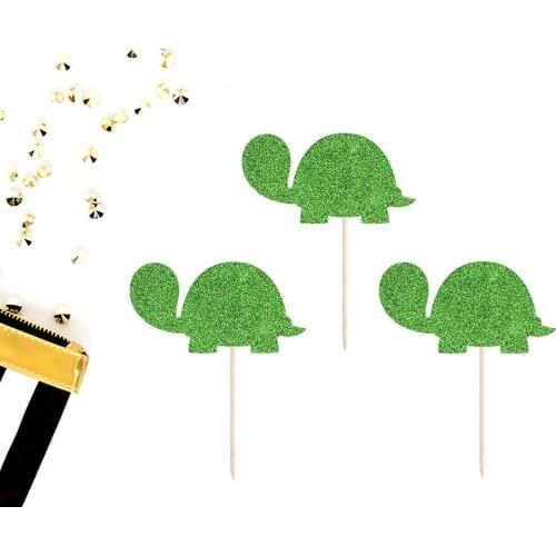 Glitter Sea Turtle Cupcake Toppers (Set of 12) | Under the Sea Cupcake Toppers | Ocean Decor | Birthday Party | Sea Creature Cup