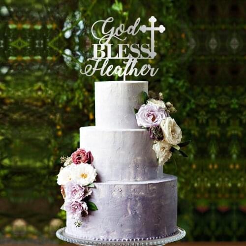 God Bless Cake Topper, Baptism Cake Topper, Cross Christening Cake Topper, Communion Cake Topper, Baptism decor, Baptism