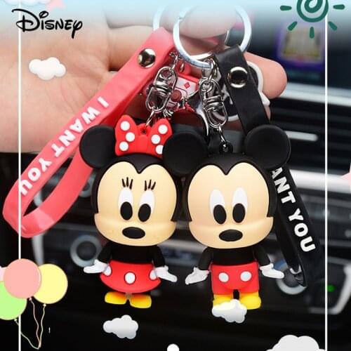 Disney Cartoon Keychain Mickey Minnie Pooh Bear Stitch Cute Cartoon Figure Doll for Girls Bag Donald Duck Car Pendant Keyrings