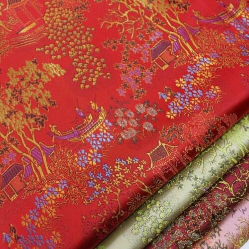CF786 Scenery Jacquard Chinese Traditional Silk Brocade Fabric Chinese Wedding Clothing Pillow Case Fabrics DIY Materials